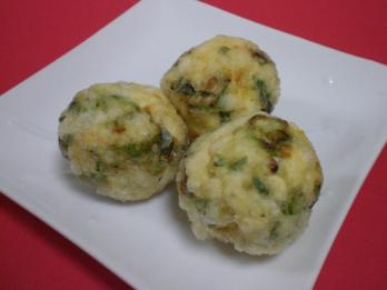 オクラの豆腐団子揚げ写真